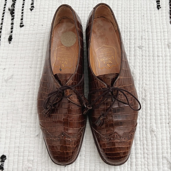 🚫Sold🚫 Vintage New & Lingwood Caramel Cap-Toe Quarter-Brogue Oxfords Size 10 - Picture 3 of 6